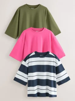 - T-shirts met ronde hals en driekwart mouwen van 100% katoen, set van 3*Next Hot