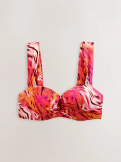 Roze/Oranje Metallic luipaardprint - Bandeaubikinitop met beugel*Next Sale