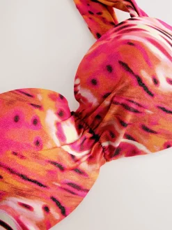 Roze/Oranje Metallic luipaardprint - Bandeaubikinitop met beugel*Next Sale