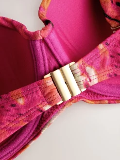 Roze/Oranje Metallic luipaardprint - Bandeaubikinitop met beugel*Next Sale