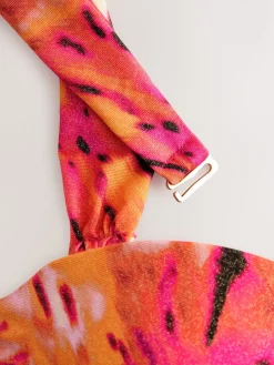 Roze/Oranje Metallic luipaardprint - Bandeaubikinitop met beugel*Next Sale