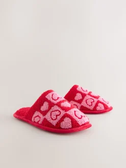 Roze/rood - Borg Mule Check Heart Slippers*Next Online