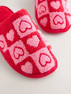 Roze/rood - Borg Mule Check Heart Slippers*Next Online
