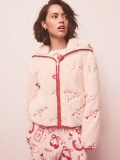 Roze/rood met hart - Borg Full Zip Fleece*Next Discount