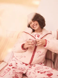 Roze/rood met hart - Borg Full Zip Fleece*Next Discount