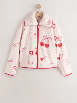 Roze/rood met hart - Borg Full Zip Fleece*Next Discount