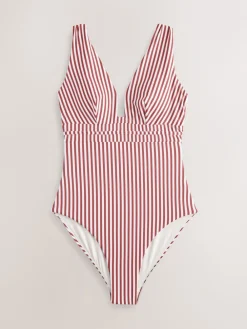 Roze/Witte streep - Diepuitgesneden vormgevend buikcorrigerend badpak*Next Sale