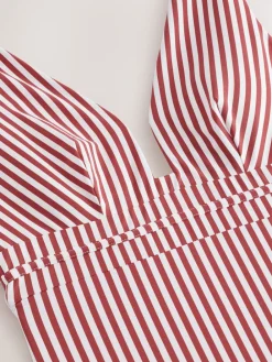 Roze/Witte streep - Diepuitgesneden vormgevend buikcorrigerend badpak*Next Sale