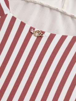 Roze/Witte streep - Diepuitgesneden vormgevend buikcorrigerend badpak*Next Sale