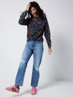 Classic Sweatshirt with Leopard & Lightning Bolt*SCAMP & DUDE Clearance