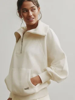 Half Zip Collar Sweatshirt*self. Hot