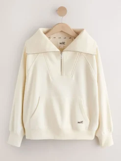 Half Zip Collar Sweatshirt*self. Hot