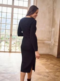 Crew Neck Layered Knit Maternity Dress*Seraphine