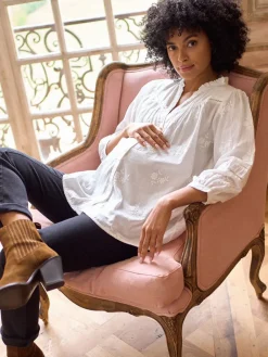 Maternity & Nursing Cotton Embroidered Blouse*Seraphine Sale