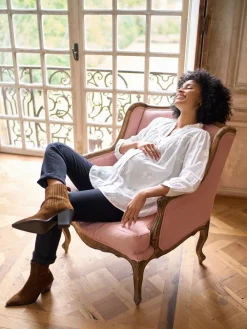 Maternity & Nursing Cotton Embroidered Blouse*Seraphine Sale