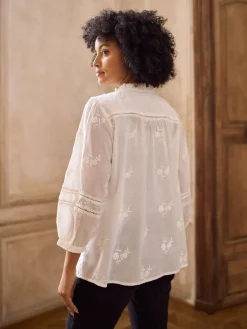 Maternity & Nursing Cotton Embroidered Blouse*Seraphine Sale