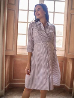 Maternity & Nursing Midi Wrap Shirt Dress*Seraphine Online