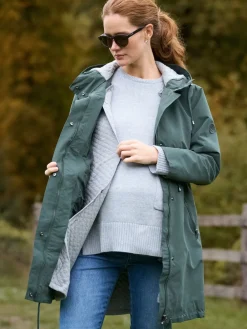 Maternity Green Lightweight Parka*Seraphine New