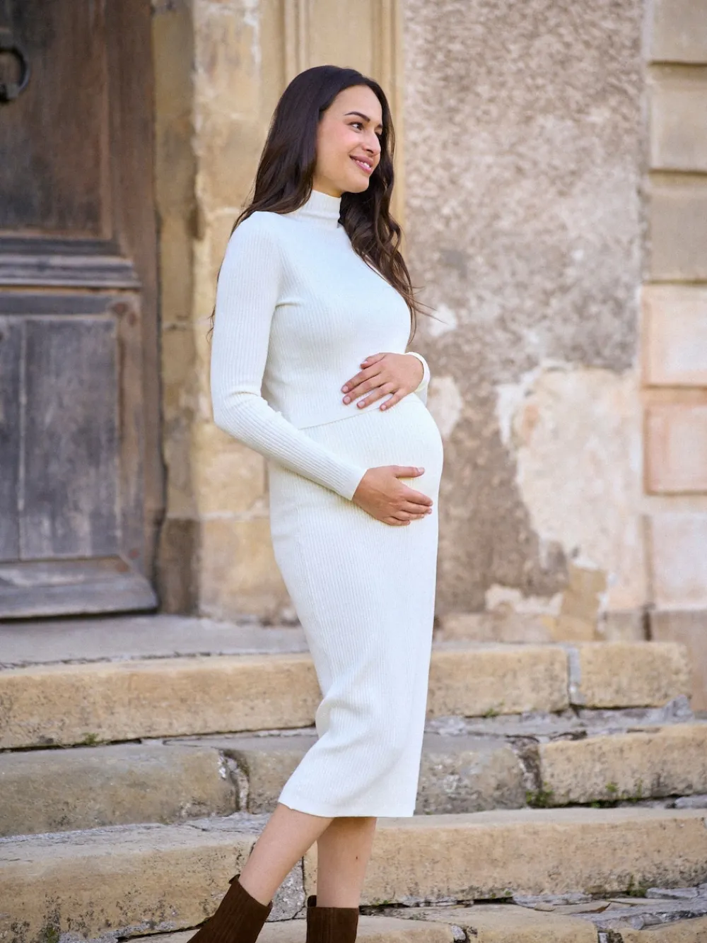 Maternity Premium Rib Knit and Nursing Dress*Seraphine