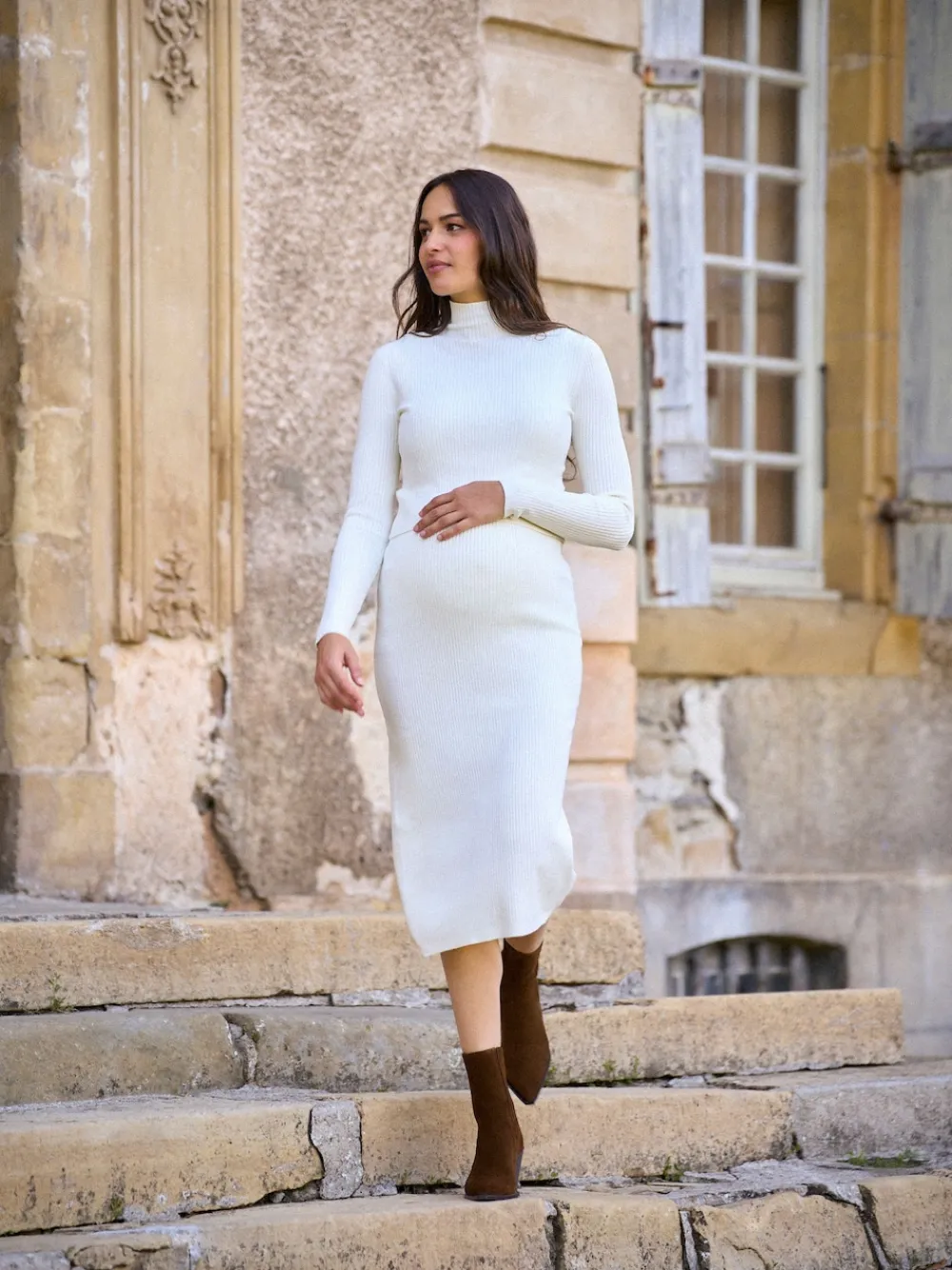 Maternity Premium Rib Knit and Nursing Dress*Seraphine