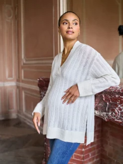 Maternity Wool Blend Pointelle Jumper*Seraphine Online