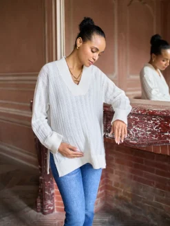 Maternity Wool Blend Pointelle Jumper*Seraphine Online