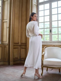 Occasion Maternity & Nursing Bridal Dress With Tweed Bodice & Floaty Pleated Skirt*Seraphine Clearance