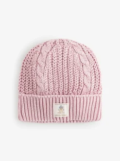 Roze gebreide kabelmuts*Shabby Chic by Rachel Ashwell® New