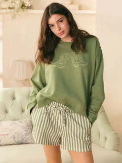 Green Striped Lounge Shorts*Shabby Chic by Rachel Ashwell® Outlet