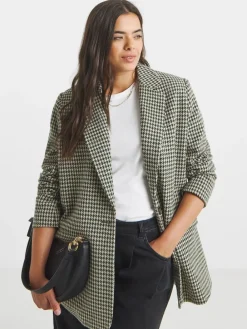 blazer met pied-de-poule en enkele rij knopen*Simply Be Clearance
