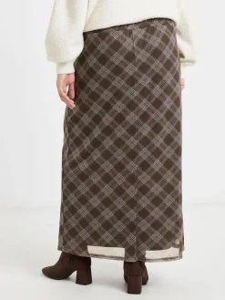 Check Print Mesh Midaxi Skirt*Simply Be New