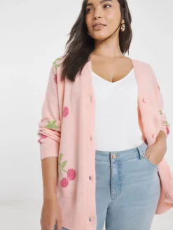 Cherry Print Boyfriend Cardigan*Simply Be Outlet