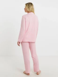 Pretty Secrets Brushed Ribbed Button Through Pyjama Set*Simply Be