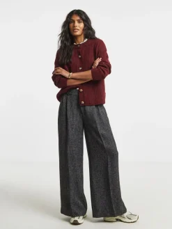 Wool Look Textured Wide Leg Tailored Trousers*Simply Be Hot