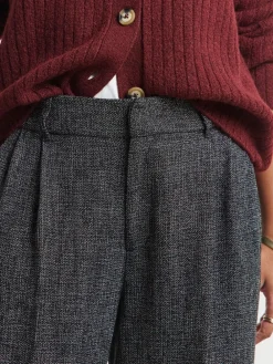 Wool Look Textured Wide Leg Tailored Trousers*Simply Be Hot