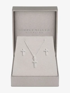 925 Cubic Zirconia kruis set met geschenkverpakking*Simply Silver Hot