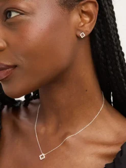 Cubic Zirconia Pave Open Clover Gift Box Set*Simply Silver Sale