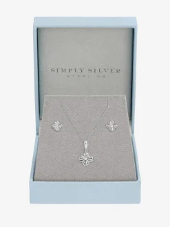 Polished Diamond Cut Clover Set Gift Box*Simply Silver Hot