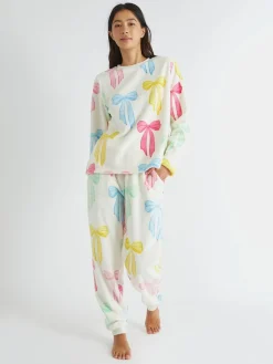 Multicolour Bow Twosie Fleece Pyjamas Set*Skinnydip Discount