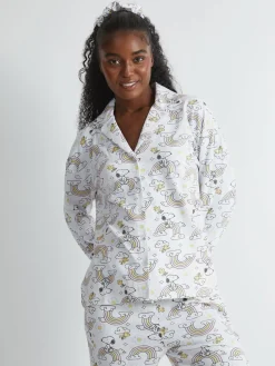 Peanuts x Snoopy Rainbow Print Pyjama Set in Ecru*Skinnydip