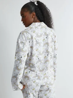 Peanuts x Snoopy Rainbow Print Pyjama Set in Ecru*Skinnydip