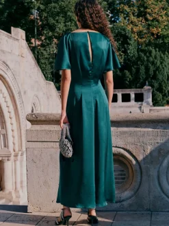 - Textured Satin Short Sleeve Twist Front Midi Dress*Next Hot