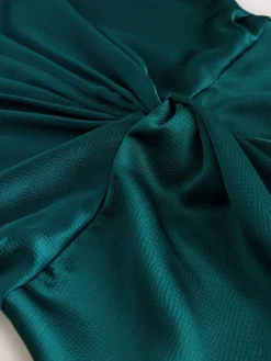 - Textured Satin Short Sleeve Twist Front Midi Dress*Next Hot