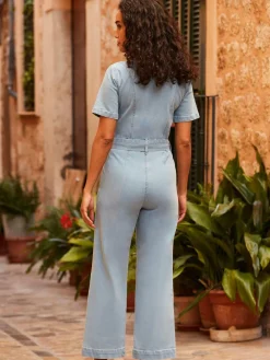 - Culotte-denim jumpsuit met D-ringceintuur*Sosandar Best