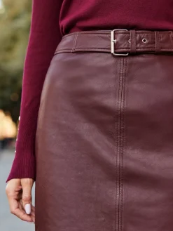 - Leren midikokerrok met panelen*Sosandar New