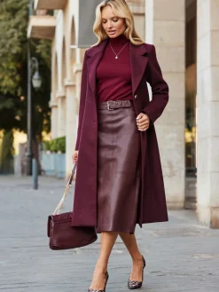 - Leren midikokerrok met panelen*Sosandar New