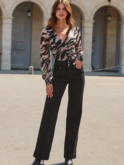 Abstract Print Wrap Front Top*Sosandar Hot