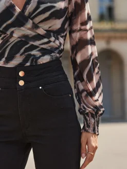 Abstract Print Wrap Front Top*Sosandar Hot