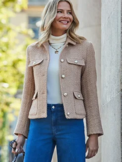 Boucle Jacket With Gold Buttons*Sosandar Hot