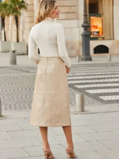 Croc Print Faux Leather A-Line Skirt*Sosandar Hot